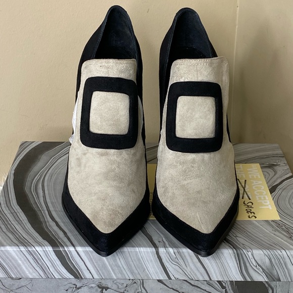 Jeffrey Campbell Silvana Black Nude Suede Loafer Heel - Picture 6 of 10